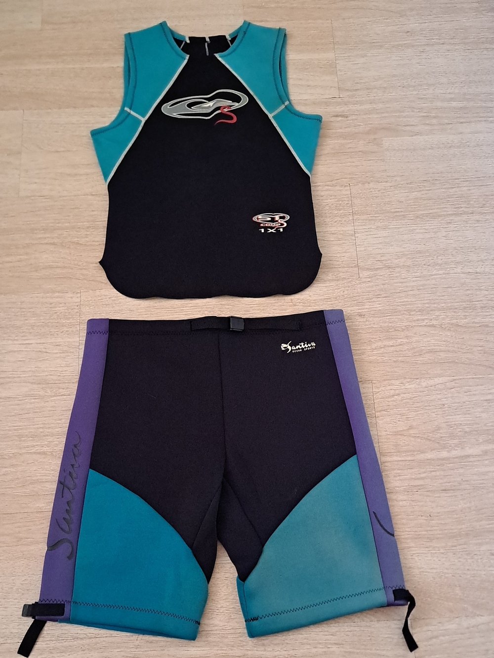 Santiva Ocean Sport Teal & Purple Women Neoprene Swim Rashguard Set